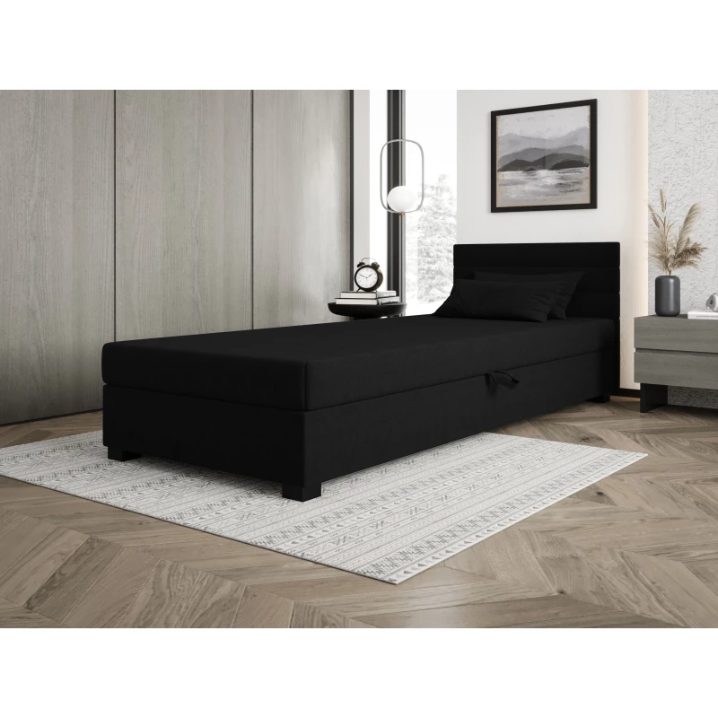 Čalúnená posteľ 90x195 KASANDRA 1 s úložným priestorom - čierna