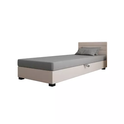 Čalúnená posteľ 80x195 KASANDRA 1 s úložným priestorom - svetlo šedá / ecru