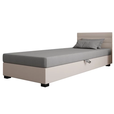 Čalúnená posteľ 100x195 KASANDRA 1 s úložným priestorom - svetlo šedá / ecru