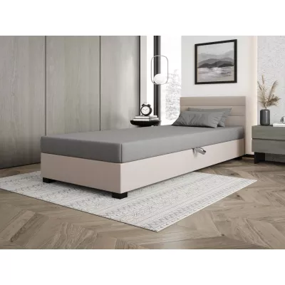 Čalúnená posteľ 120x195 KASANDRA 1 s úložným priestorom - svetlo šedá / ecru