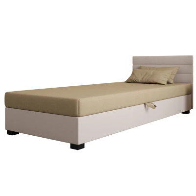 Čalúnená posteľ 80x195 KASANDRA 1 s úložným priestorom - hnedá / ecru