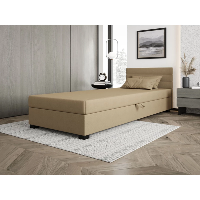 Čalúnená posteľ 80x195 KASANDRA 1 s úložným priestorom - hnedá