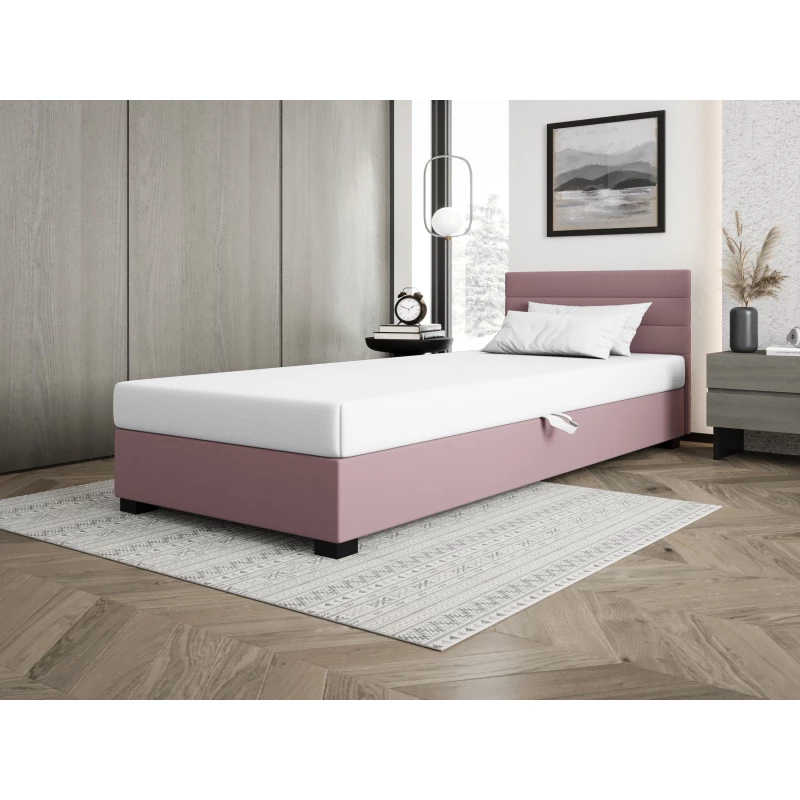 Čalúnená posteľ 80x195 KASANDRA 1 s úložným priestorom - ružová / biela