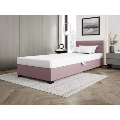 Čalúnená posteľ 80x195 KASANDRA 1 s úložným priestorom - ružová / biela