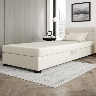 Čalúnená posteľ 90x195 KASANDRA 1 s úložným priestorom - ecru