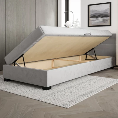 Čalúnená posteľ 100x195 KASANDRA 1 s úložným priestorom - tmavo hnedá