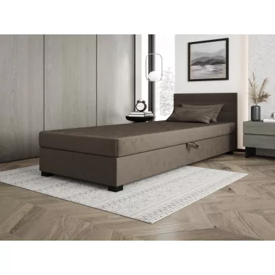 Čalúnená posteľ 110x195 KASANDRA 1 s úložným priestorom - tmavo hnedá