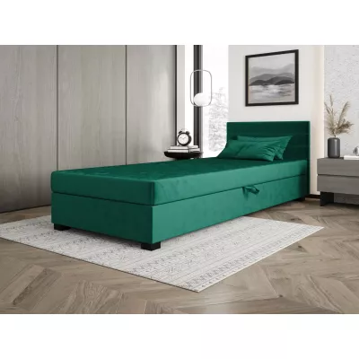 Čalúnená posteľ 80x195 KASANDRA 1 s úložným priestorom - zelená