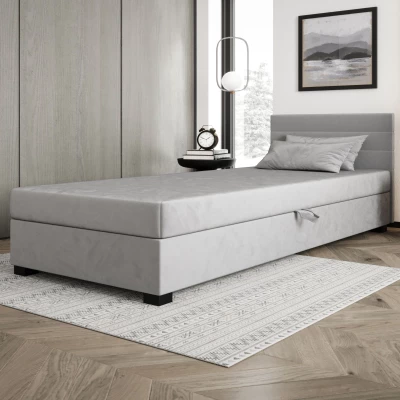 Čalúnená posteľ 90x195 KASANDRA 1 s úložným priestorom - svetlo šedá