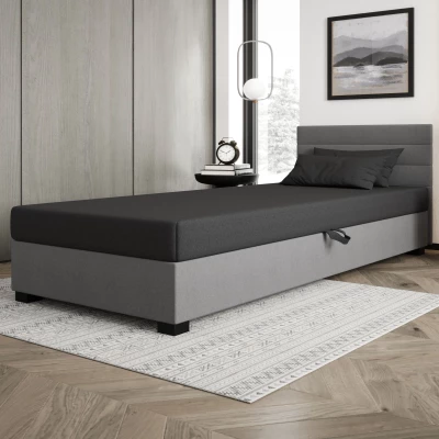 Čalúnená posteľ 100x195 KASANDRA 2 s úložným priestorom - šedá / svetlo šedá