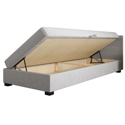Čalúnená posteľ 80x195 KASANDRA 2 s úložným priestorom - čierna / ecru