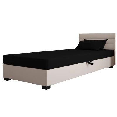 Čalúnená posteľ 80x195 KASANDRA 2 s úložným priestorom - čierna / ecru