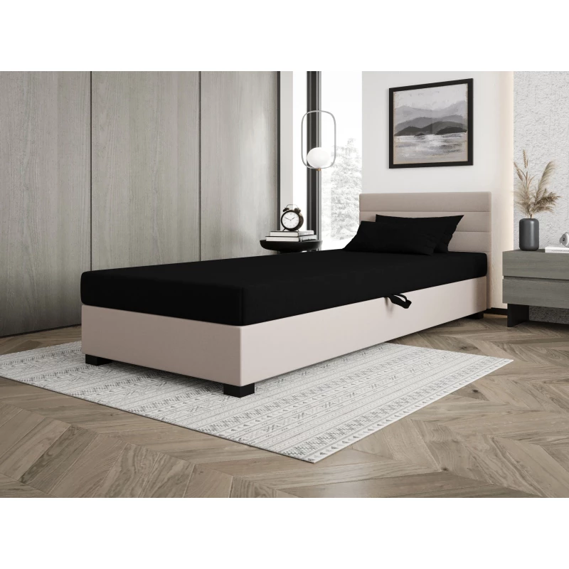 Čalúnená posteľ 90x195 KASANDRA 2 s úložným priestorom - čierna / ecru