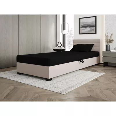 Čalúnená posteľ 90x195 KASANDRA 2 s úložným priestorom - čierna / ecru