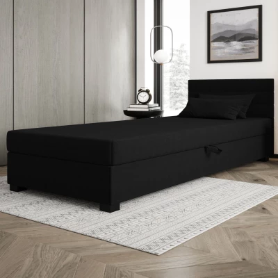 Čalúnená posteľ 100x195 KASANDRA 2 s úložným priestorom - čierna