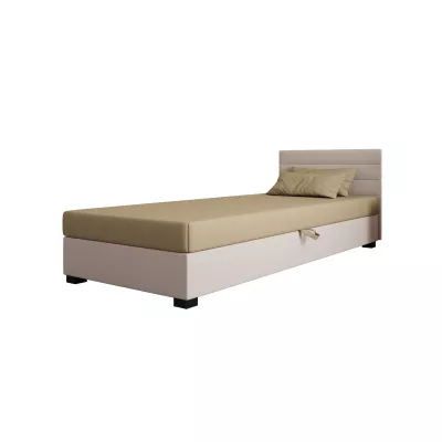 Čalúnená posteľ 80x195 KASANDRA 2 s úložným priestorom - hnedá / ecru