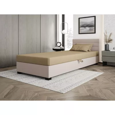 Čalúnená posteľ 100x195 KASANDRA 2 s úložným priestorom - hnedá / ecru