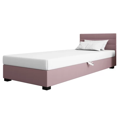 Čalúnená posteľ 80x195 KASANDRA 2 s úložným priestorom - ružová / biela