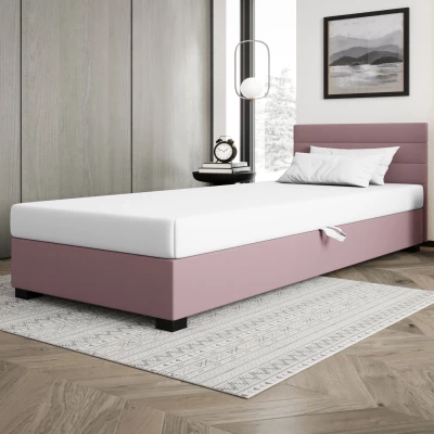 Čalúnená posteľ 80x195 KASANDRA 2 s úložným priestorom - ružová / biela