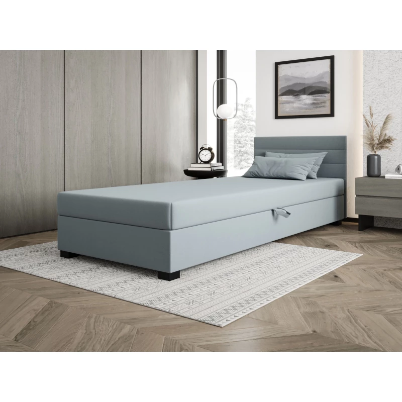 Čalúnená posteľ 90x195 KASANDRA 2 s úložným priestorom - modrošedá