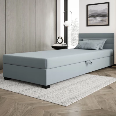Čalúnená posteľ 120x195 KASANDRA 2 s úložným priestorom - modrošedá