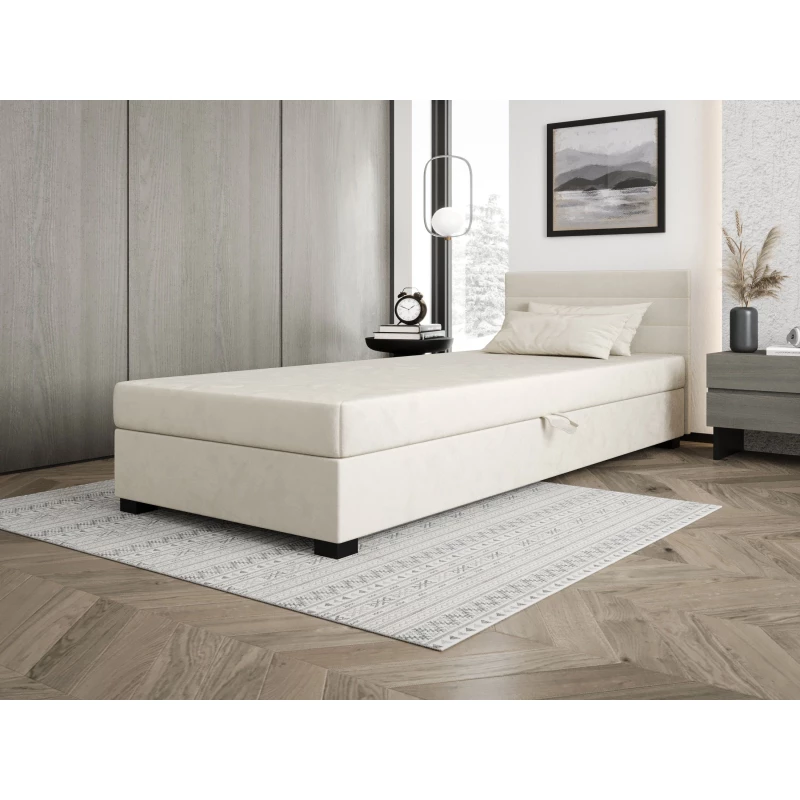 Čalúnená posteľ 90x195 KASANDRA 2 s úložným priestorom - ecru