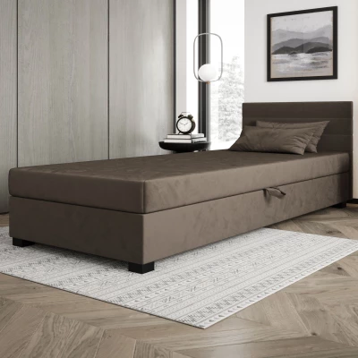 Čalúnená posteľ 100x195 KASANDRA 2 s úložným priestorom - tmavo hnedá