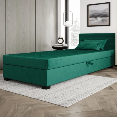 Čalúnená posteľ 90x195 KASANDRA 2 s úložným priestorom - zelená