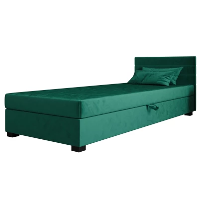 Čalúnená posteľ 110x195 KASANDRA 2 s úložným priestorom - zelená