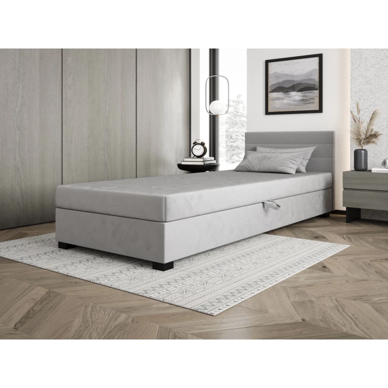 Čalúnená posteľ 80x195 KASANDRA 2 s úložným priestorom - svetlo šedá