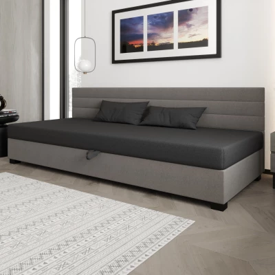 Čalúnená posteľ 90x195 KASANDRA BIZ 1 s úložným priestorom - šedá / svetlo šedá
