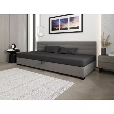 Čalúnená posteľ 100x195 KASANDRA BIZ 1 s úložným priestorom - šedá / svetlo šedá