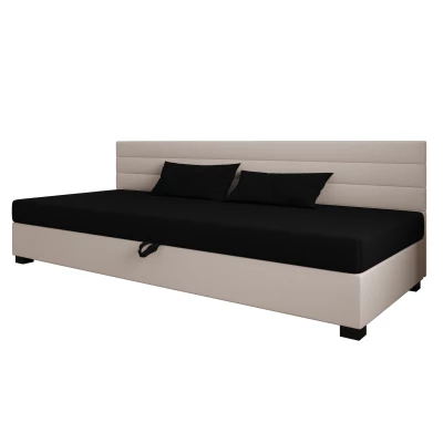 Čalúnená posteľ 100x195 KASANDRA BIZ 1 s úložným priestorom - čierna / ecru
