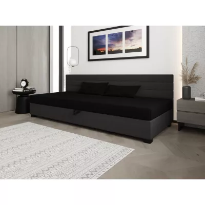 Čalúnená posteľ 100x195 KASANDRA BIZ 1 s úložným priestorom - čierna / šedá