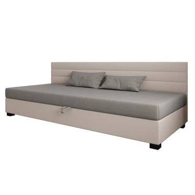 Čalúnená posteľ 80x195 KASANDRA BIZ 1 s úložným priestorom - svetlo šedá / ecru