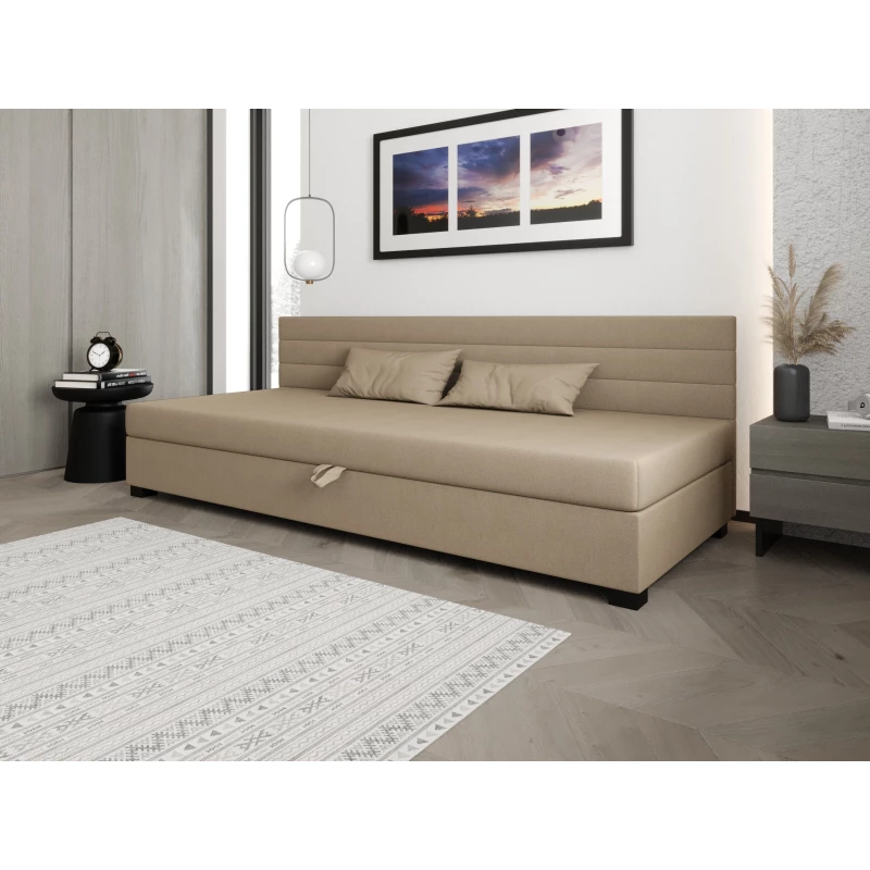 Čalúnená posteľ 110x195 KASANDRA BIZ 1 s úložným priestorom - hnedá