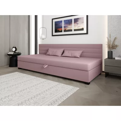 Čalúnená posteľ 120x195 KASANDRA BIZ 1 s úložným priestorom - ružová