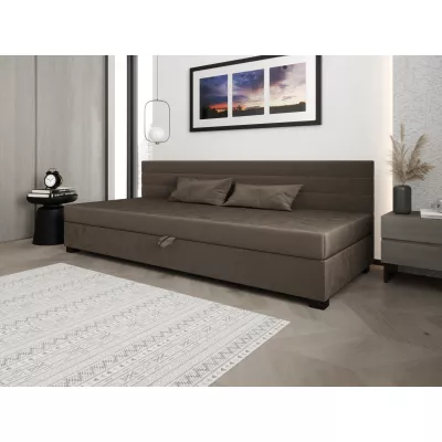 Čalúnená posteľ 100x195 KASANDRA BIZ 1 s úložným priestorom - tmavo hnedá