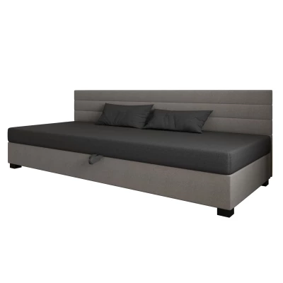 Čalúnená posteľ 80x195 KASANDRA BIZ 2 s úložným priestorom - šedá / svetlo šedá
