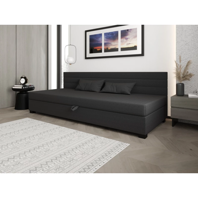 Čalúnená posteľ 100x195 KASANDRA BIZ 2 s úložným priestorom - šedá