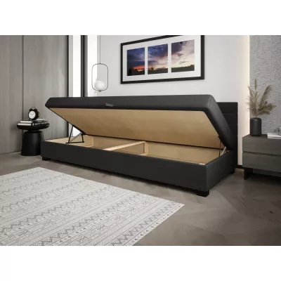 Čalúnená posteľ 90x195 KASANDRA BIZ 2 s úložným priestorom - čierna / ecru