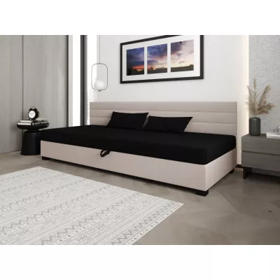 Čalúnená posteľ 100x195 KASANDRA BIZ 2 s úložným priestorom - čierna / ecru