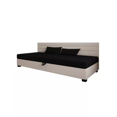 Čalúnená posteľ 120x195 KASANDRA BIZ 2 s úložným priestorom - čierna / ecru