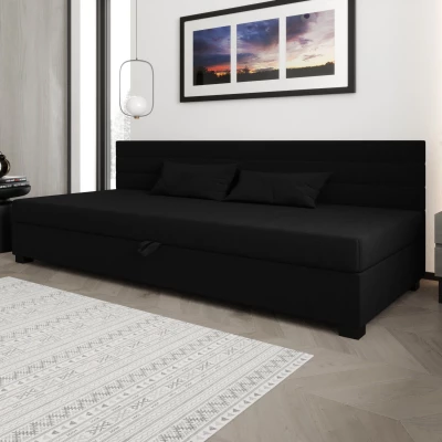 Čalúnená posteľ 120x195 KASANDRA BIZ 2 s úložným priestorom - čierna