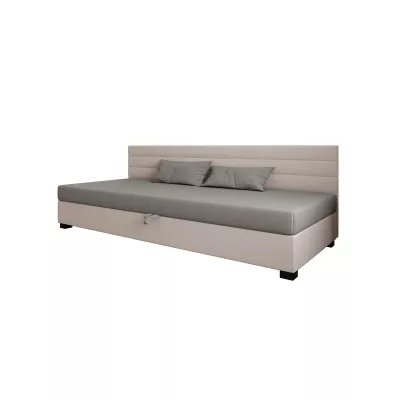 Čalúnená posteľ 80x195 KASANDRA BIZ 2 s úložným priestorom - svetlo šedá / ecru