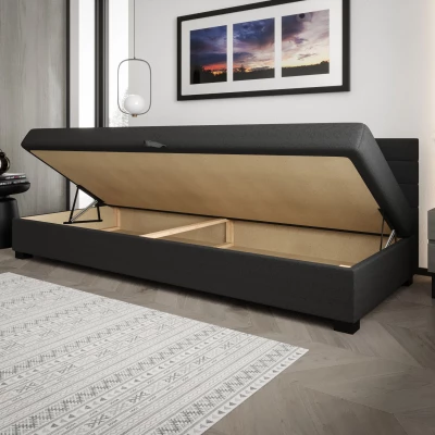 Čalúnená posteľ 90x195 KASANDRA BIZ 2 s úložným priestorom - svetlo šedá / ecru