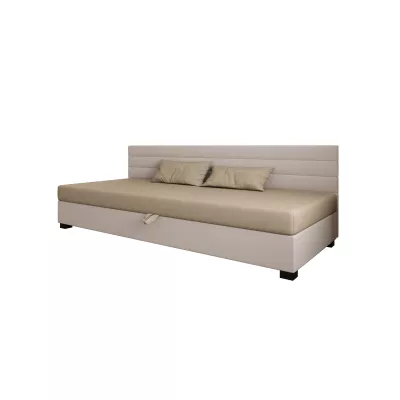 Čalúnená posteľ 80x195 KASANDRA BIZ 2 s úložným priestorom - hnedá / ecru