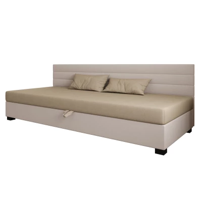 Čalúnená posteľ 100x195 KASANDRA BIZ 2 s úložným priestorom - hnedá / ecru