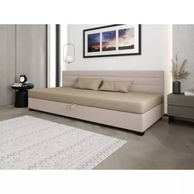 Čalúnená posteľ 110x195 KASANDRA BIZ 2 s úložným priestorom - hnedá / ecru