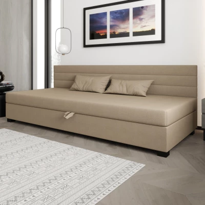 Čalúnená posteľ 90x195 KASANDRA BIZ 2 s úložným priestorom - hnedá